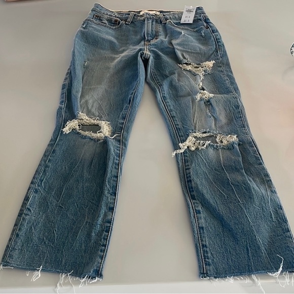 Abercrombie The Boyfriend Mid Rise Distressed 33S - Picture 3 of 3